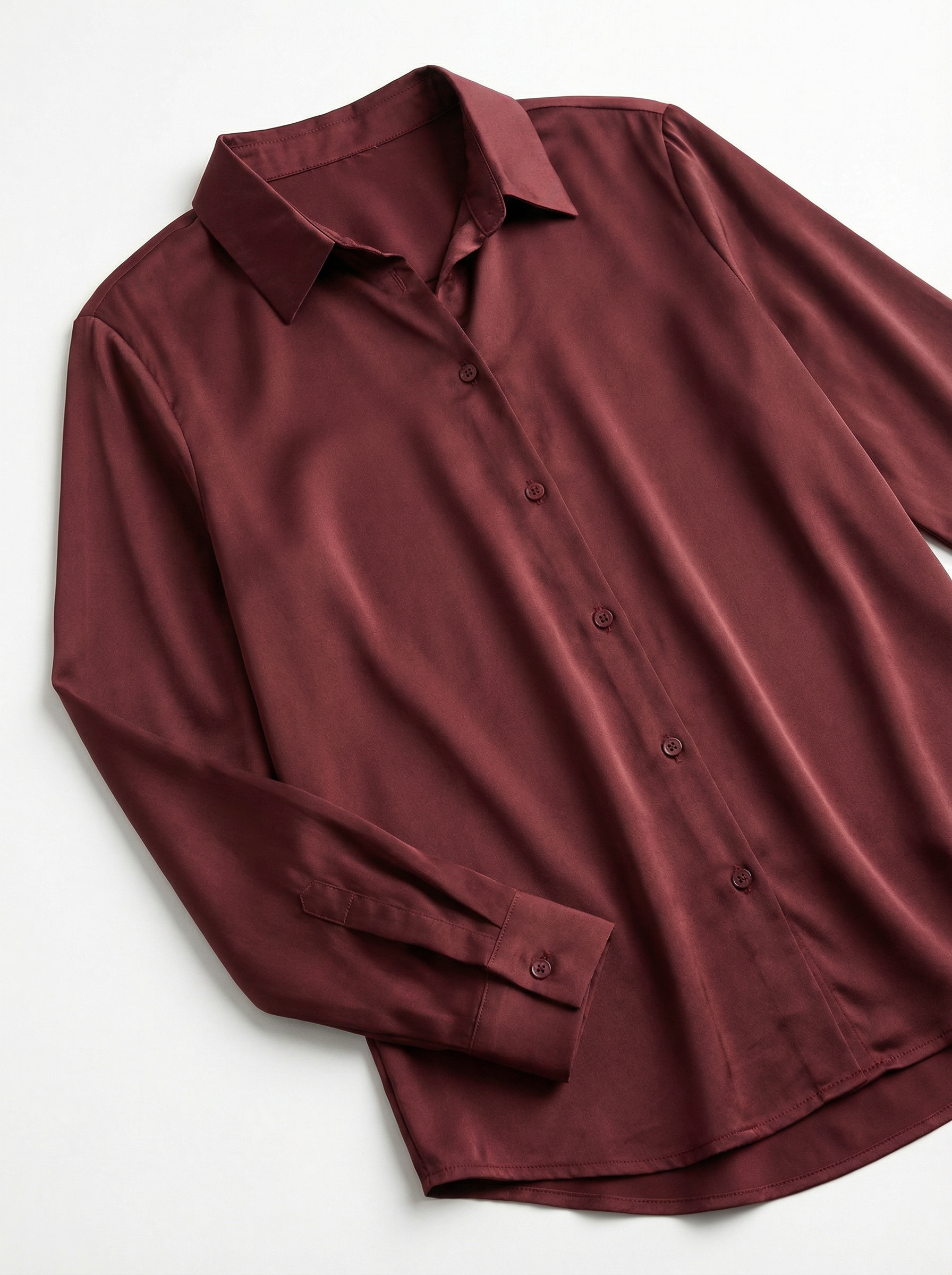 Silk Button Down Shirt Choco Brown