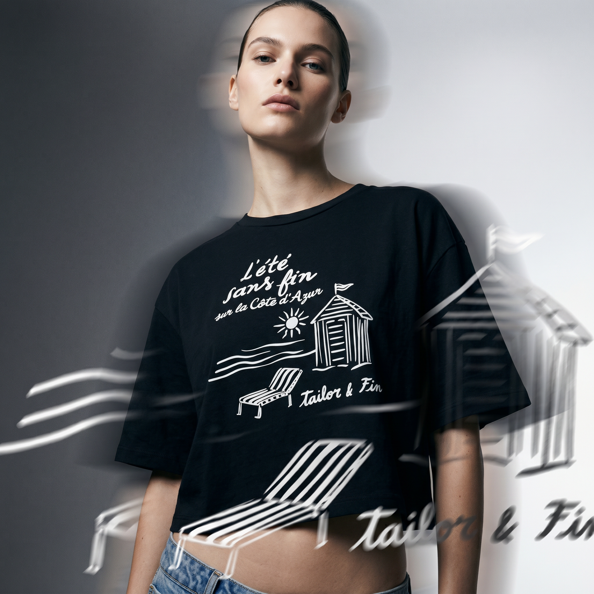 Black Cropped Loose Shirt