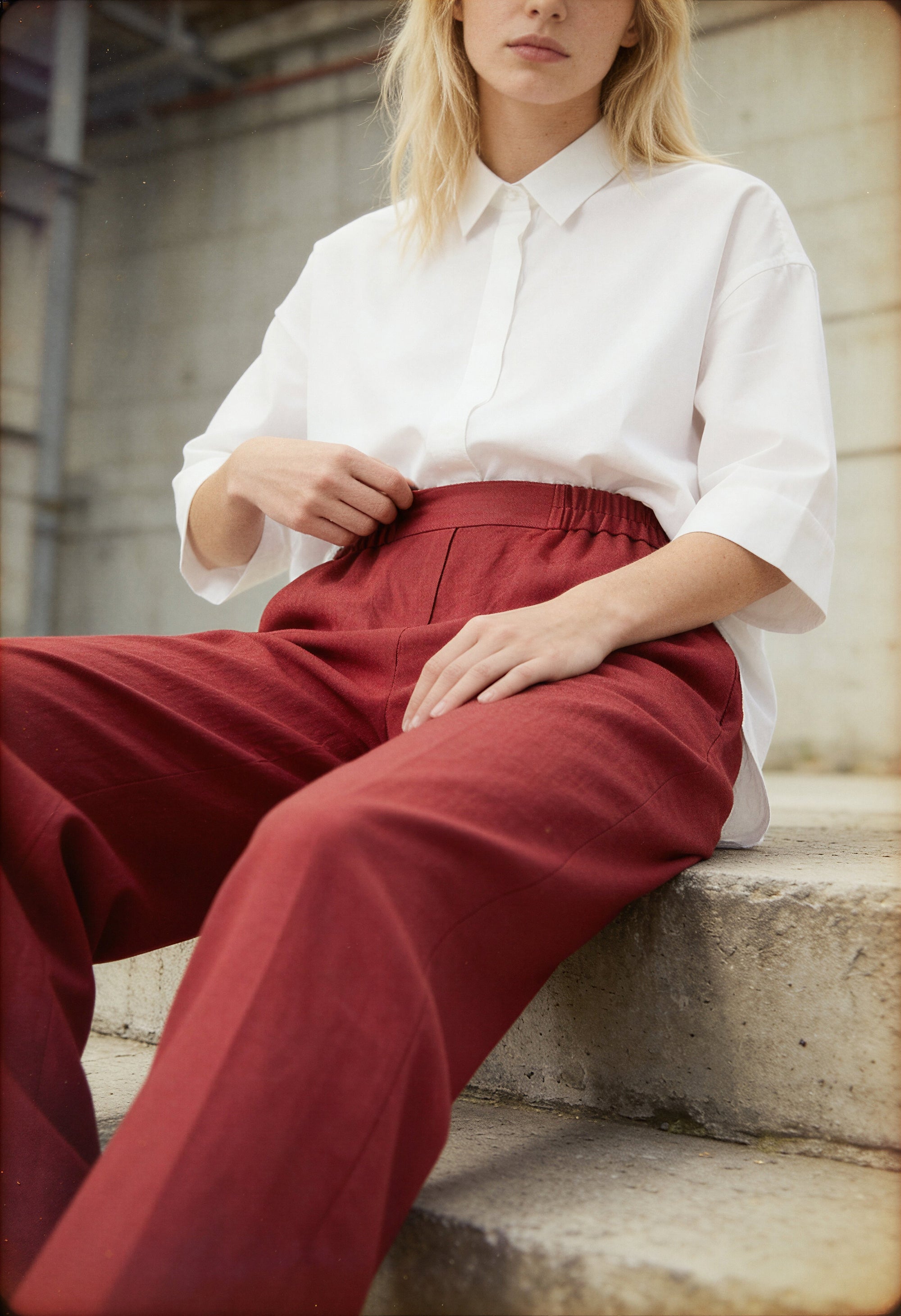 Red Wide Leg Trouser