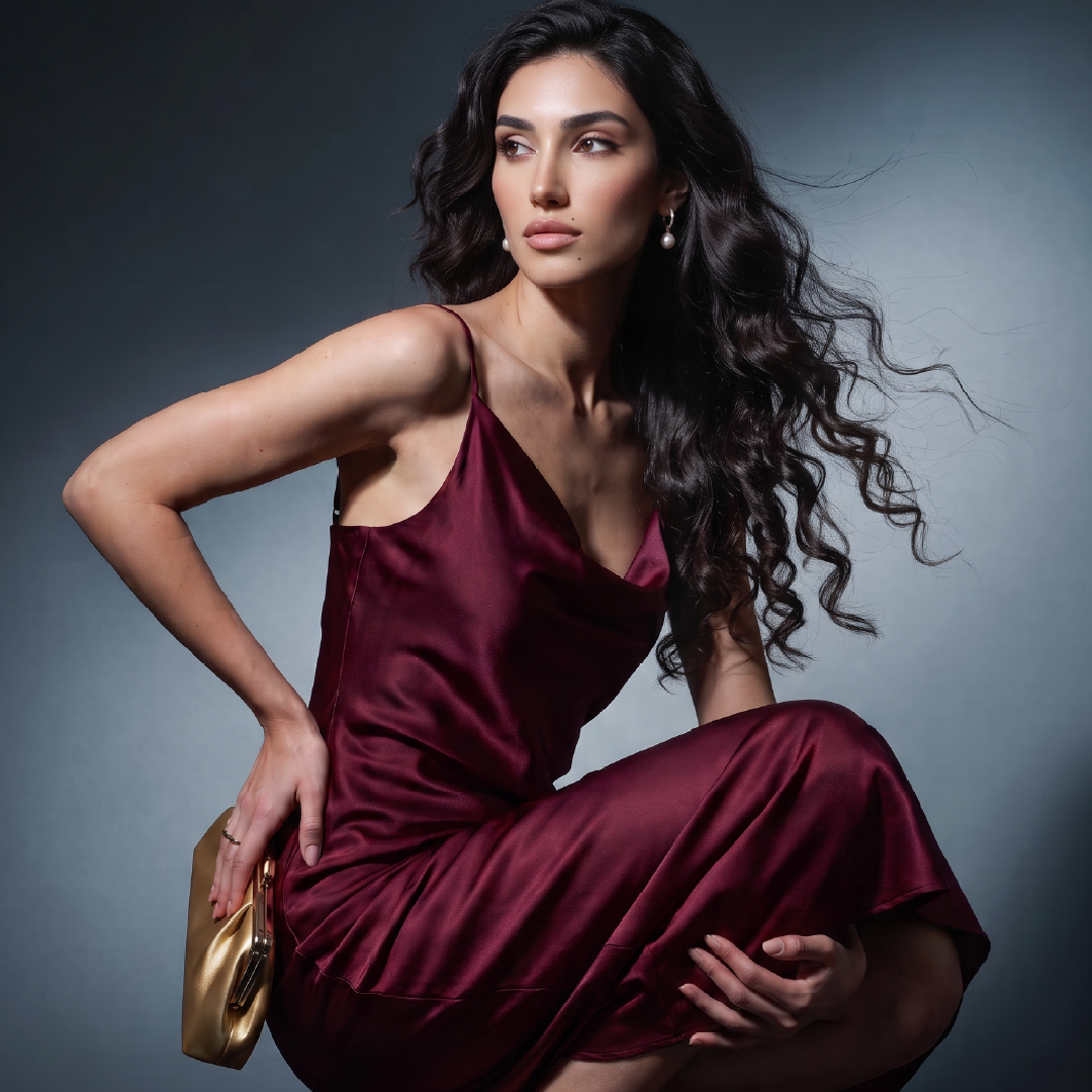 Satin Slip Dress Wine Red