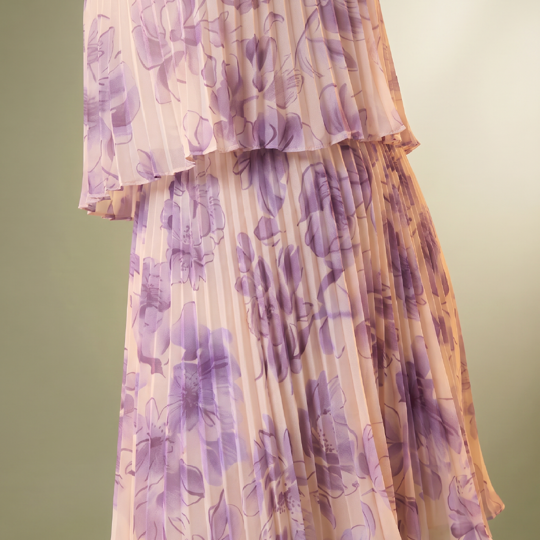 Blossom Blue Floral Pleated Mini Dress