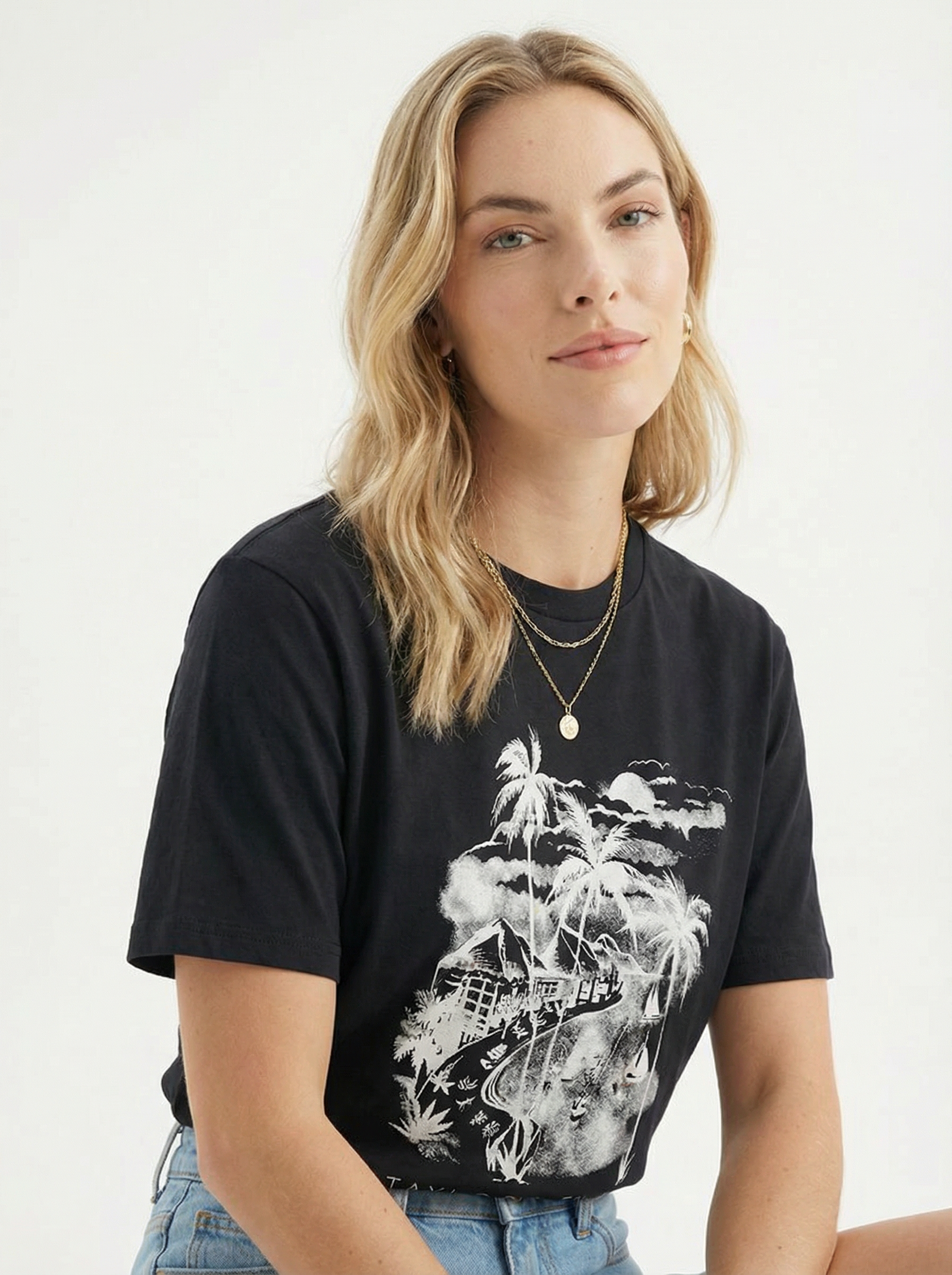 Black Printed Tee's