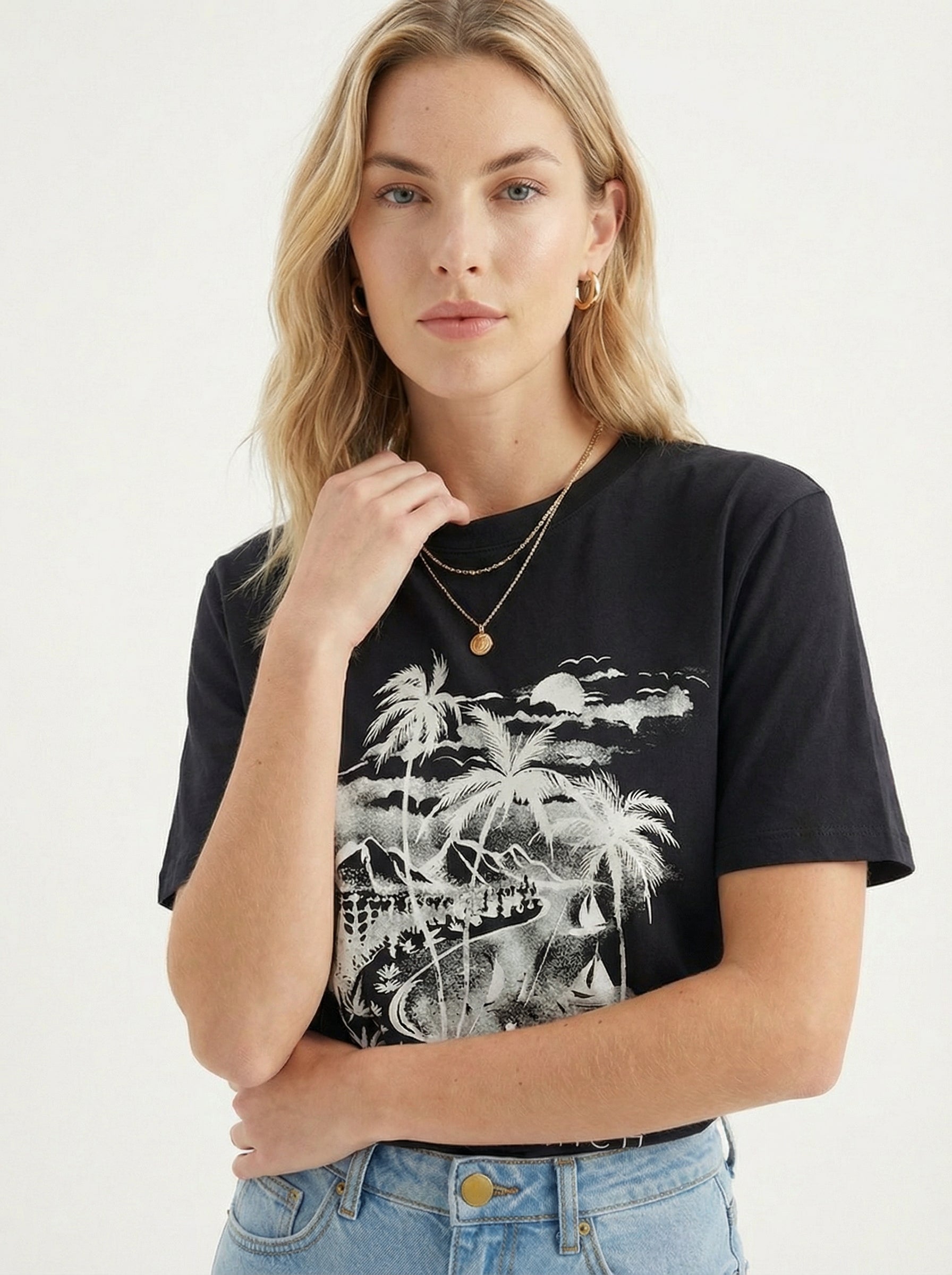 Black Printed Tee's