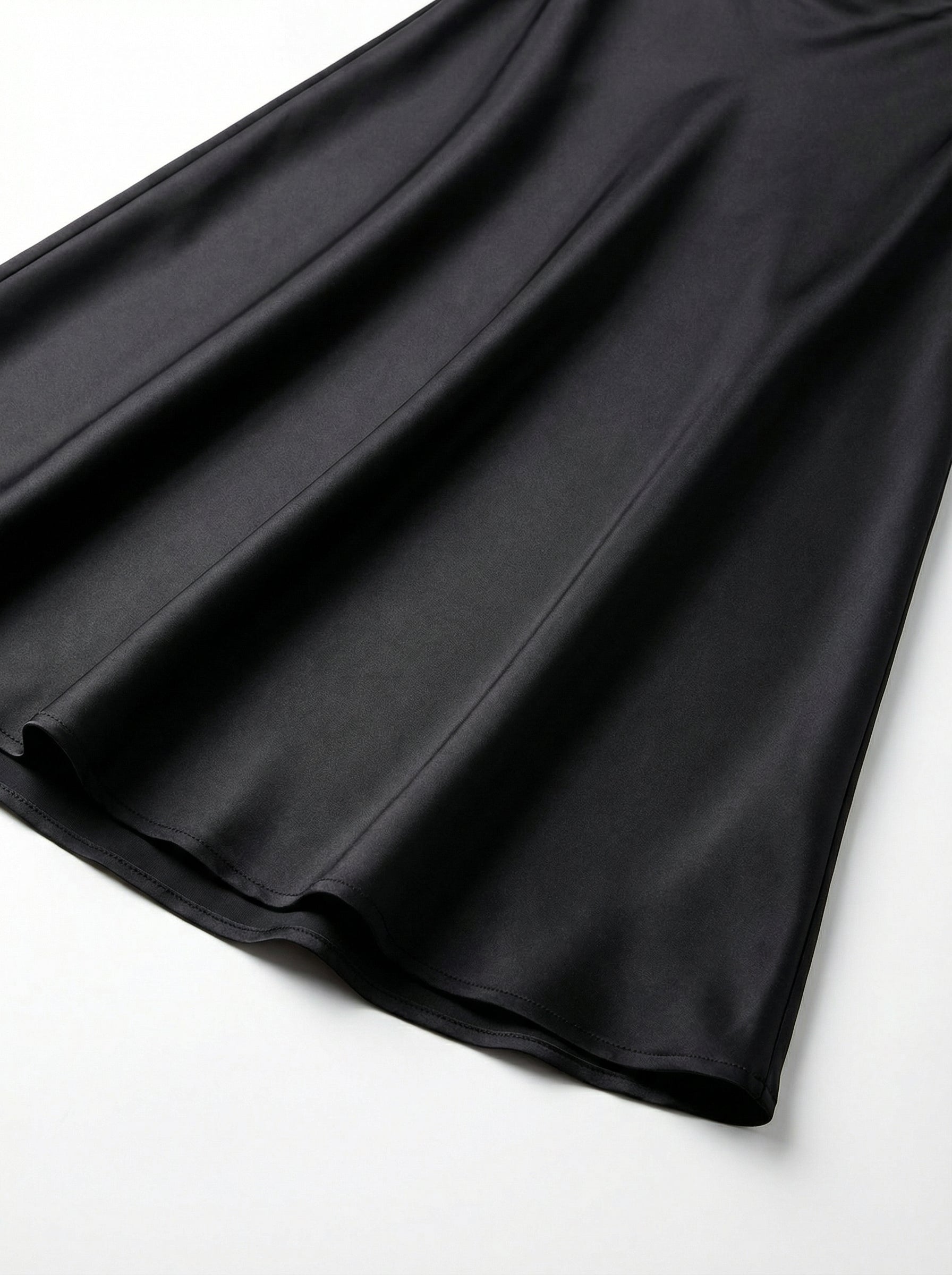 Silk Satin Midi Skirt Black