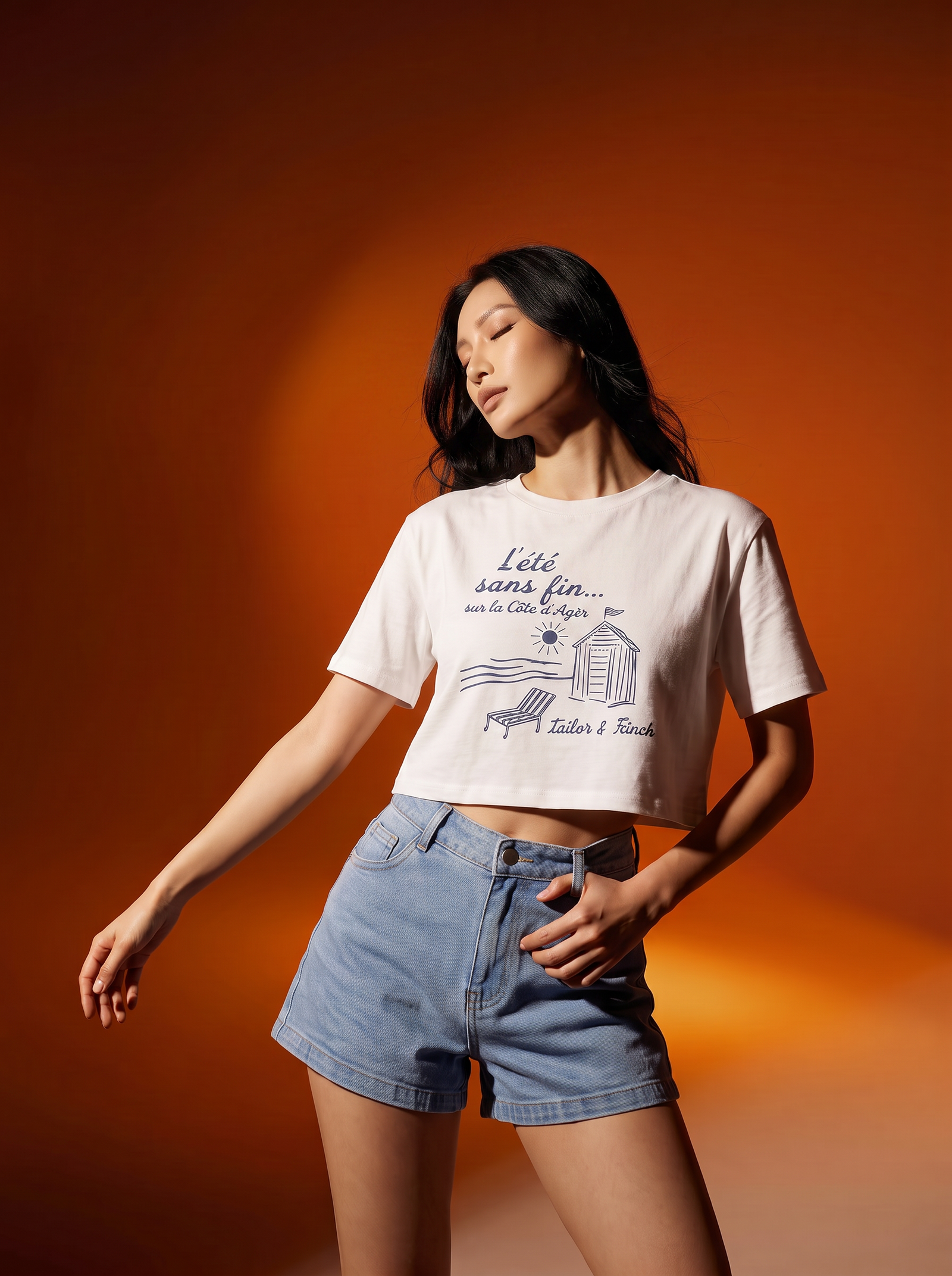 White Cropped Loose Shirt
