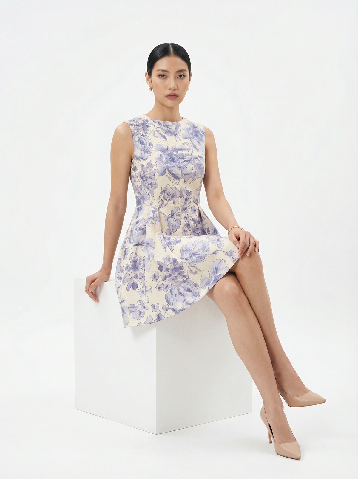 Blossom Blue Peplum Mini Dress