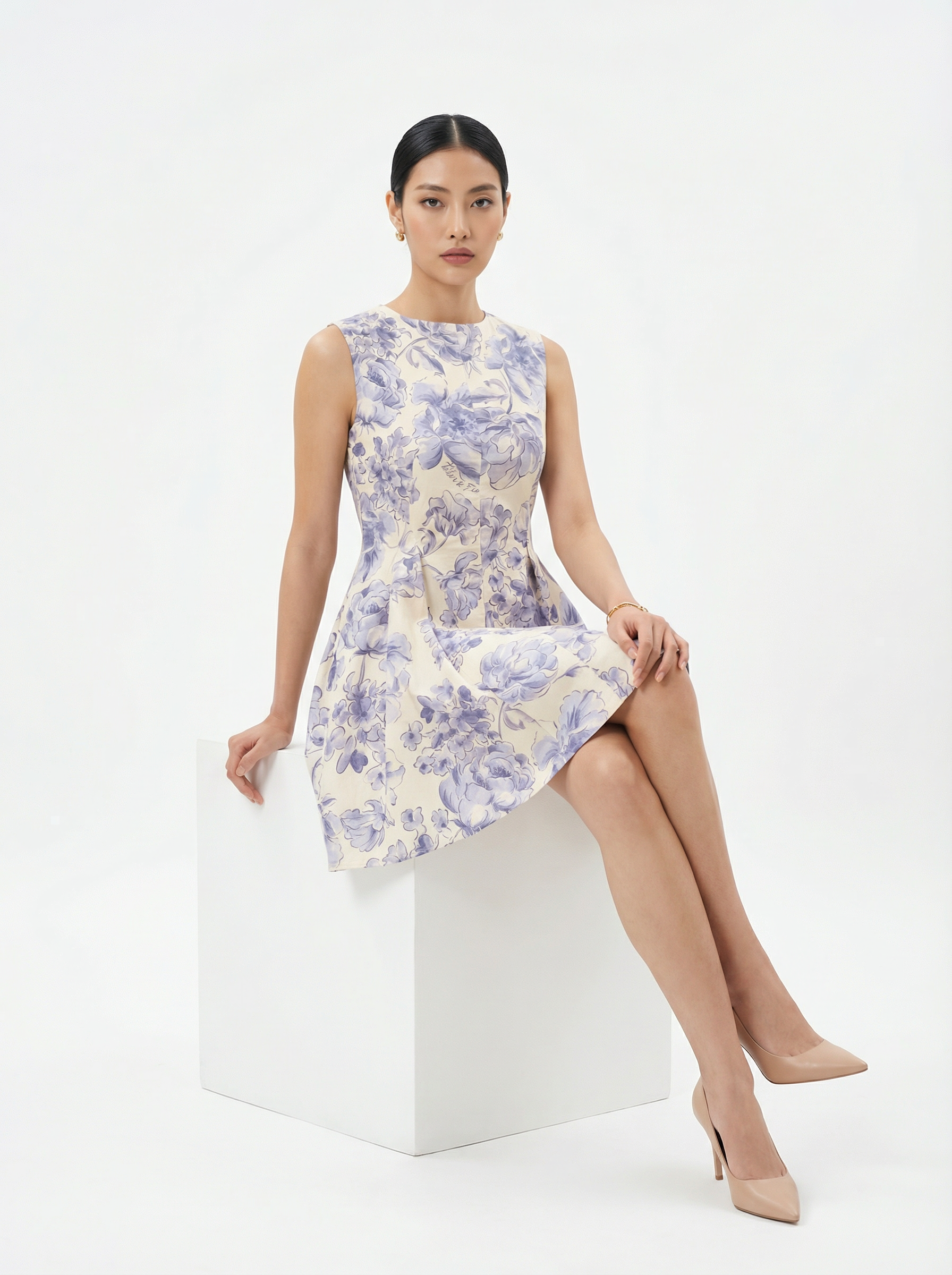 Blossom Blue Peplum Mini Dress
