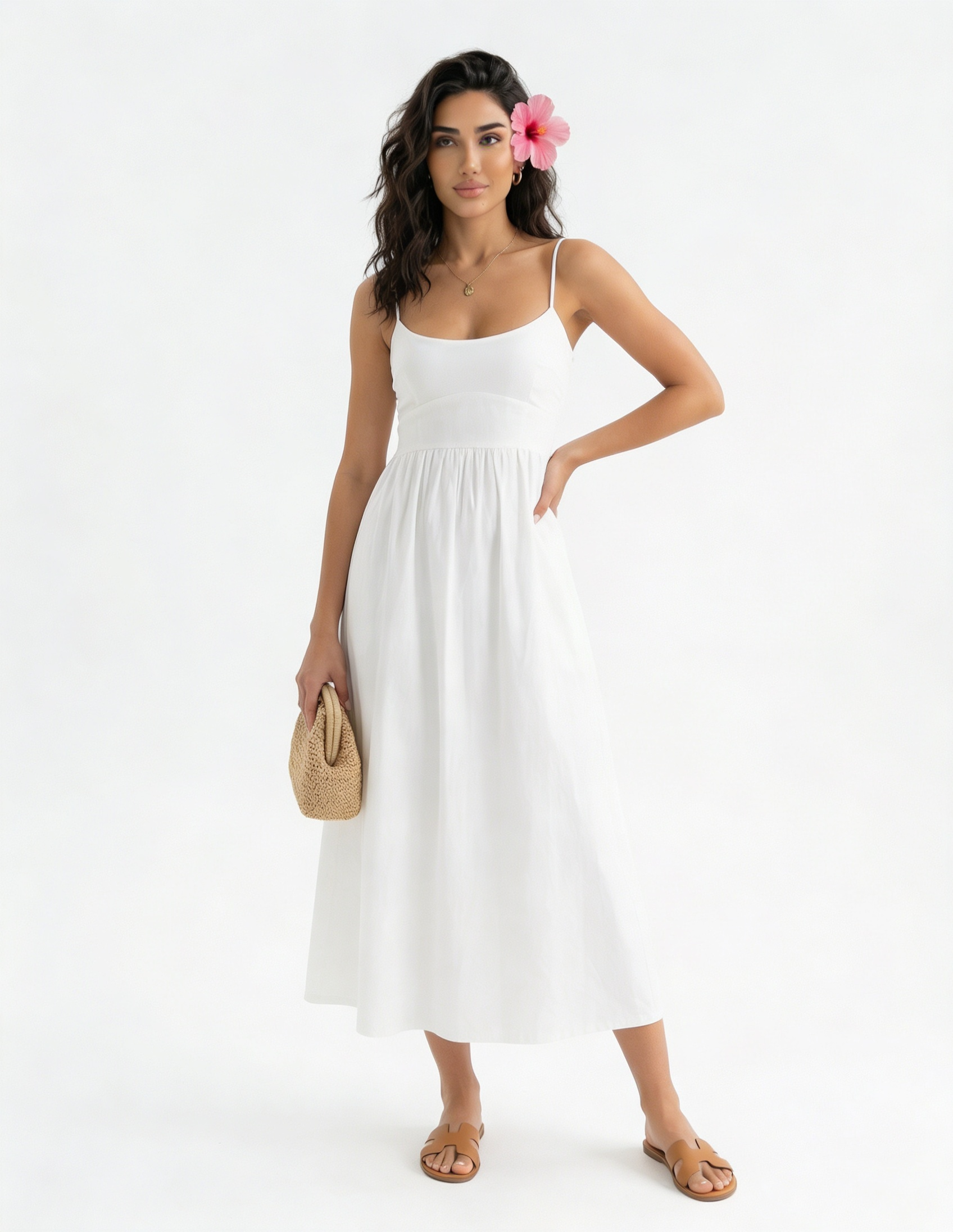 White Strap Long Dress