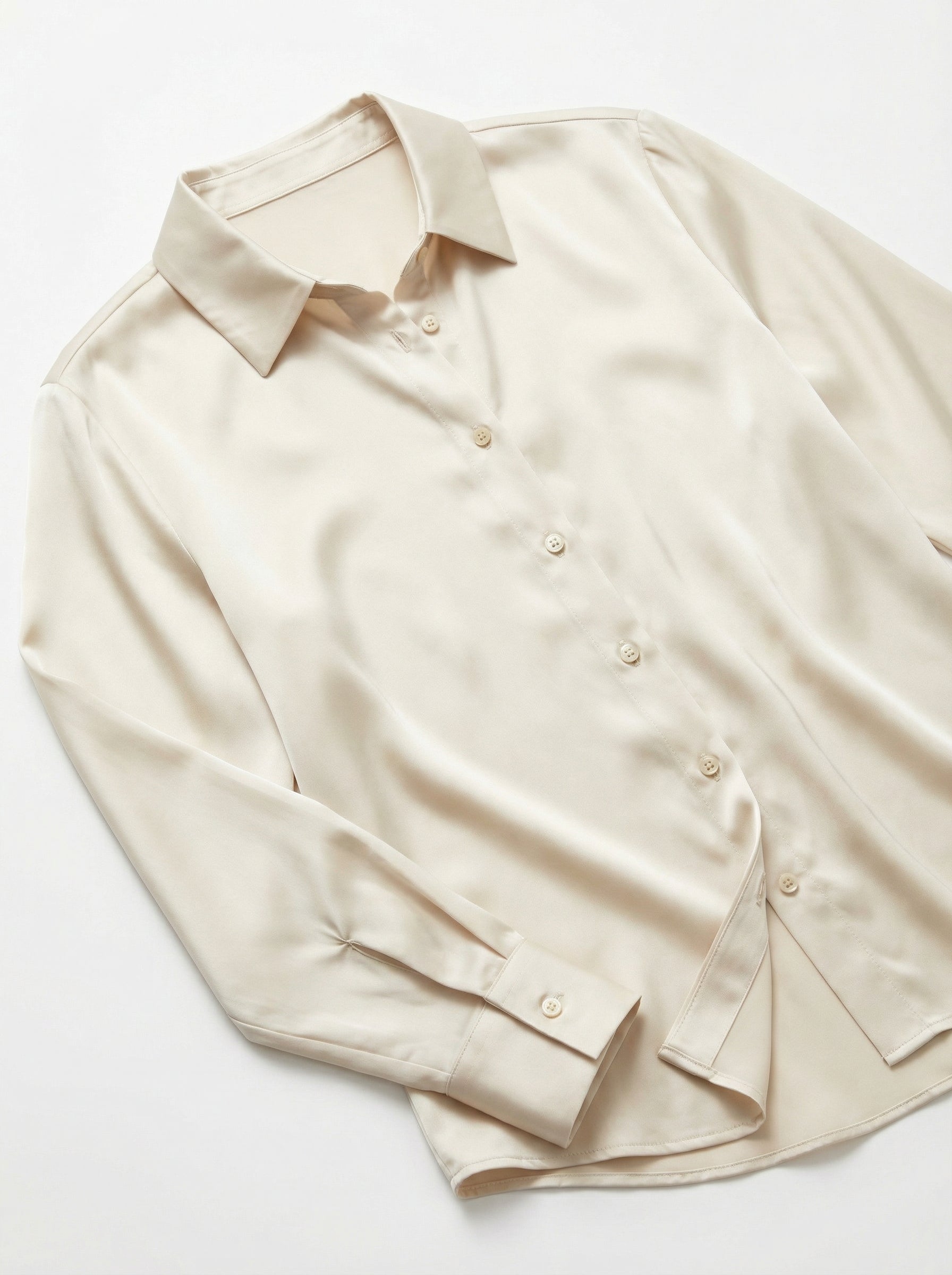 Silk Button Down Shirt Off White