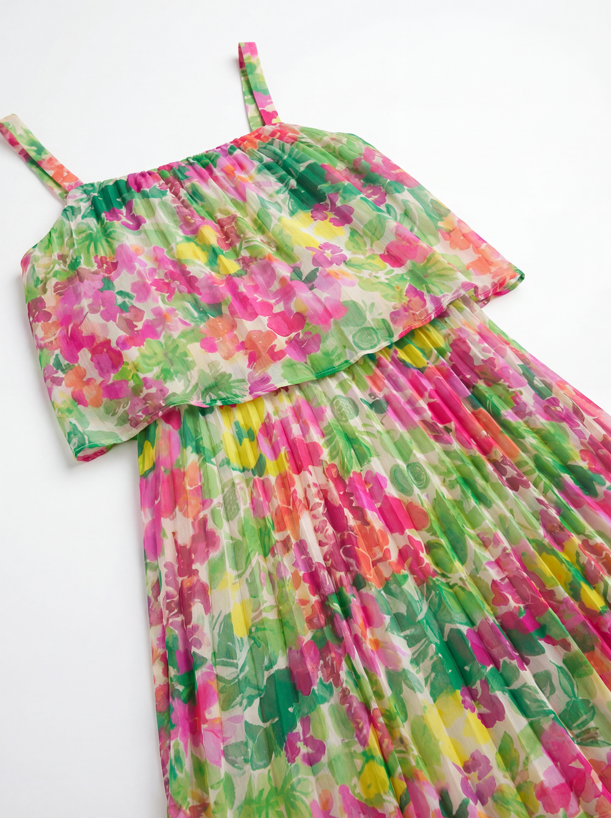 Mixed Floral Pleated Mini Dress