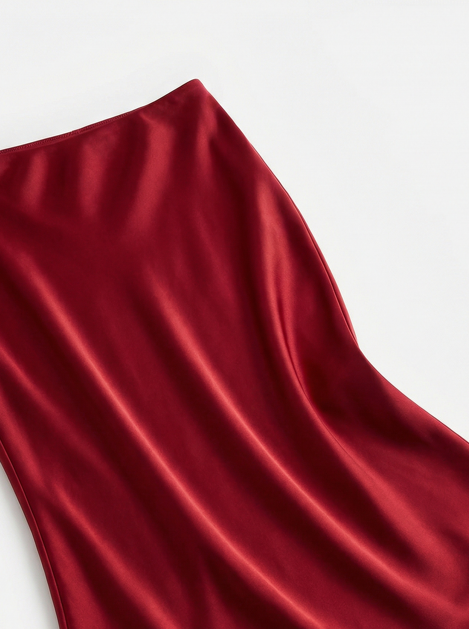 Silk Satin Midi Skirt Wine Red