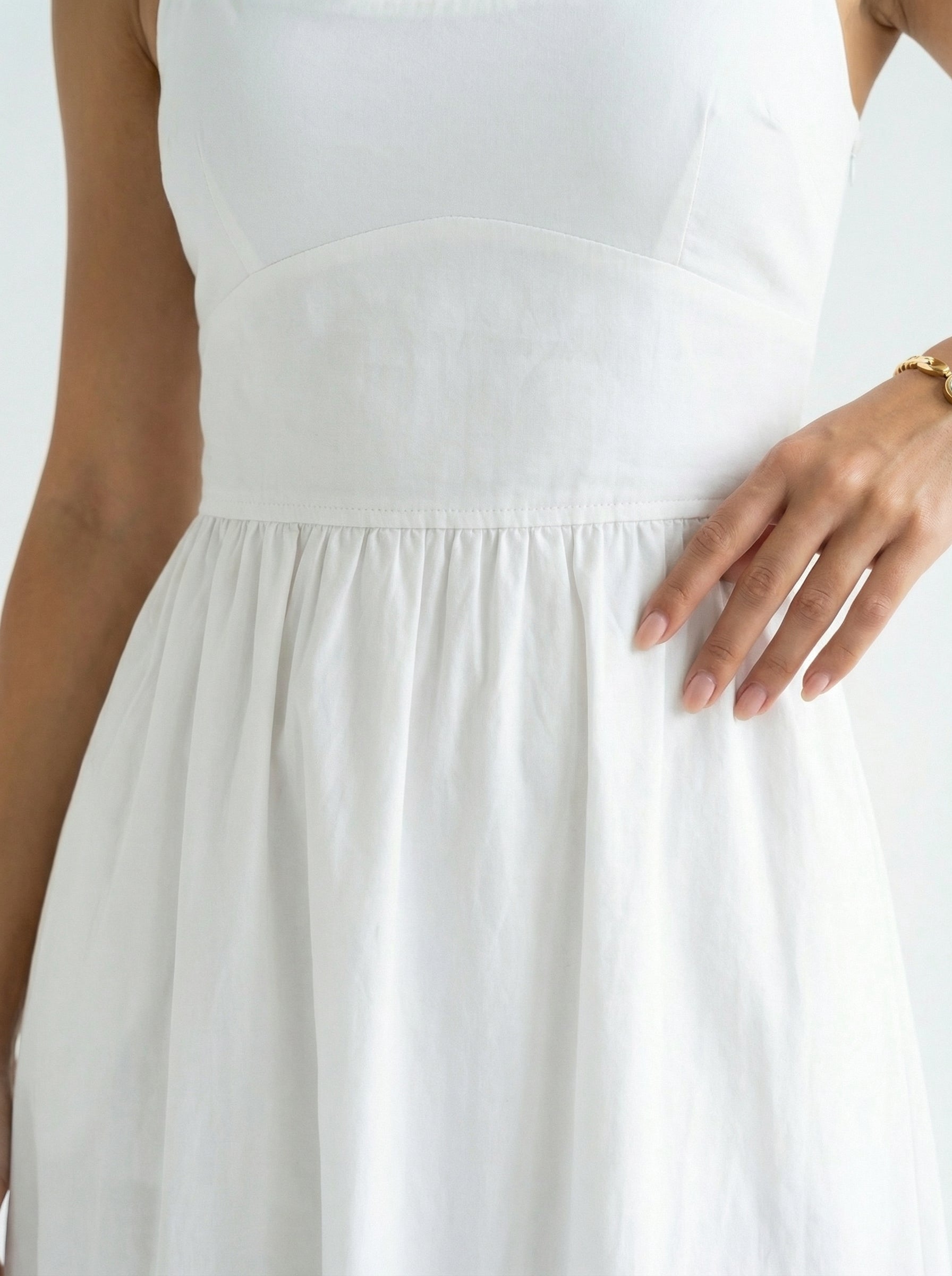 White Strap Long Dress
