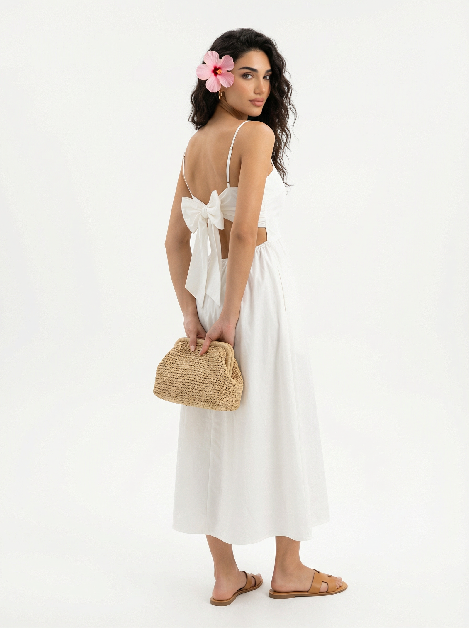 White Strap Long Dress