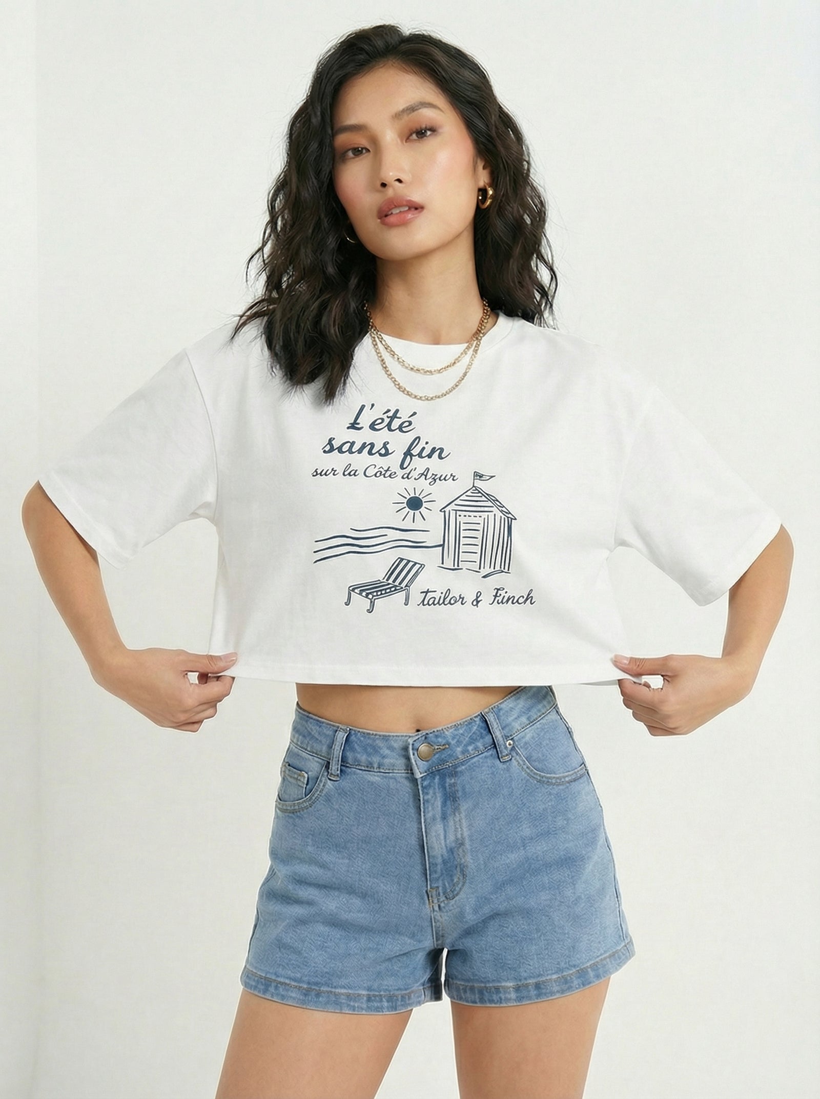 White Cropped Loose Shirt