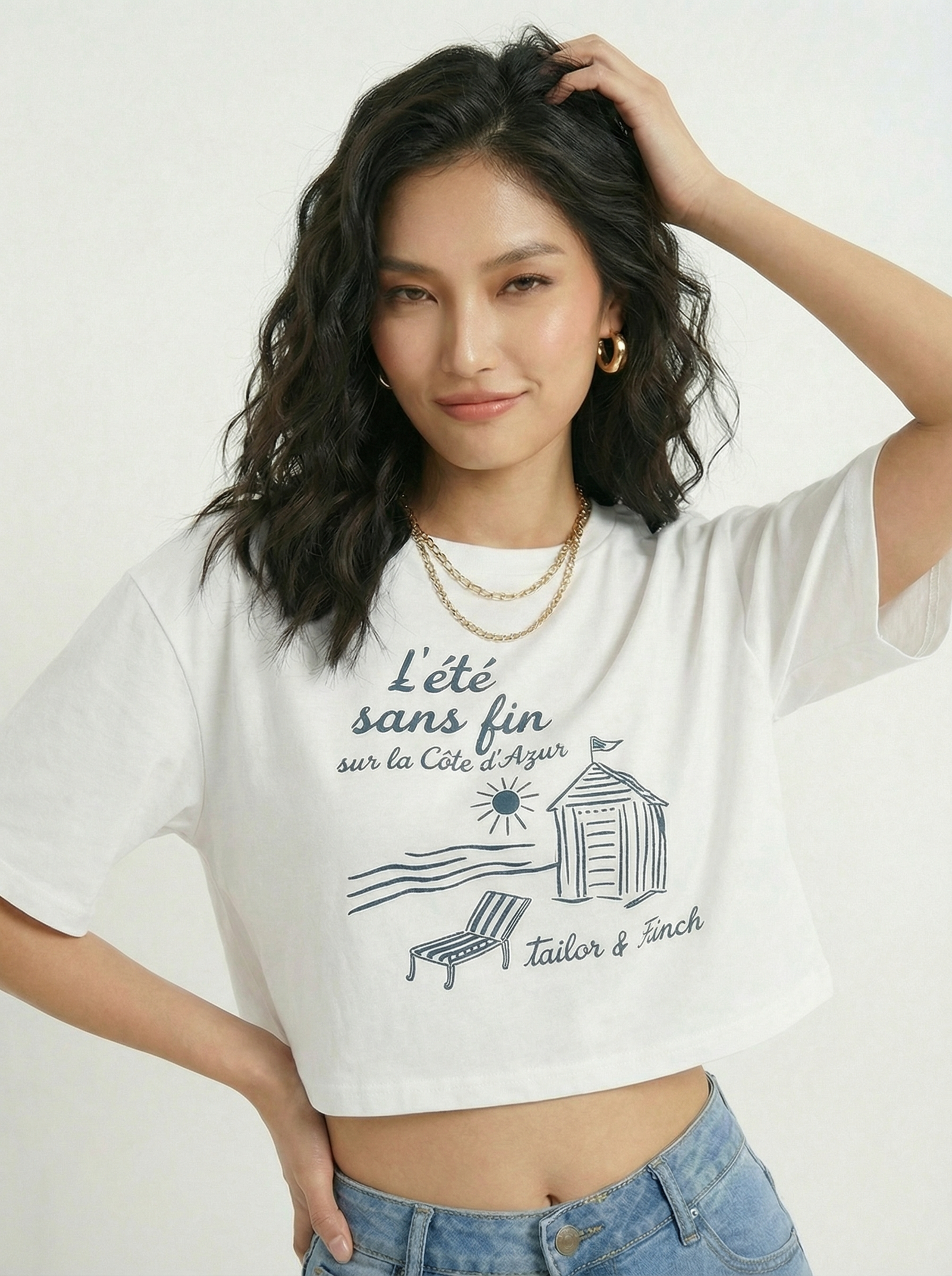 White Cropped Loose Shirt