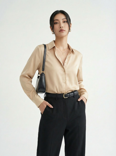 Silk Button Down Shirt Off White