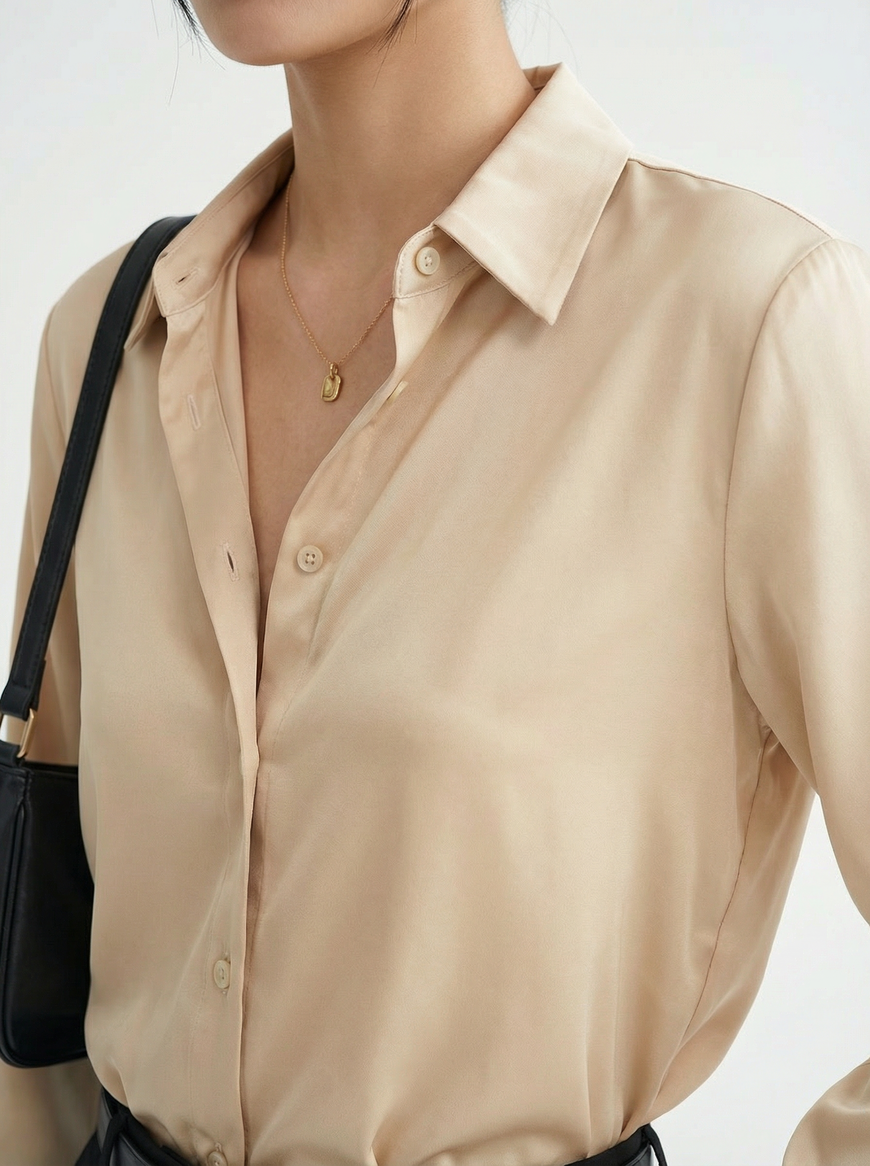 Silk Button Down Shirt Off White